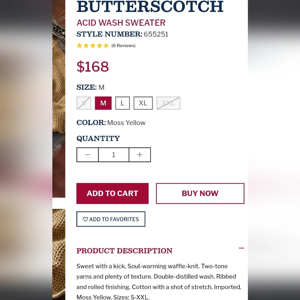Butterscotch Crew Neck Sweater By 32 Bar Blues